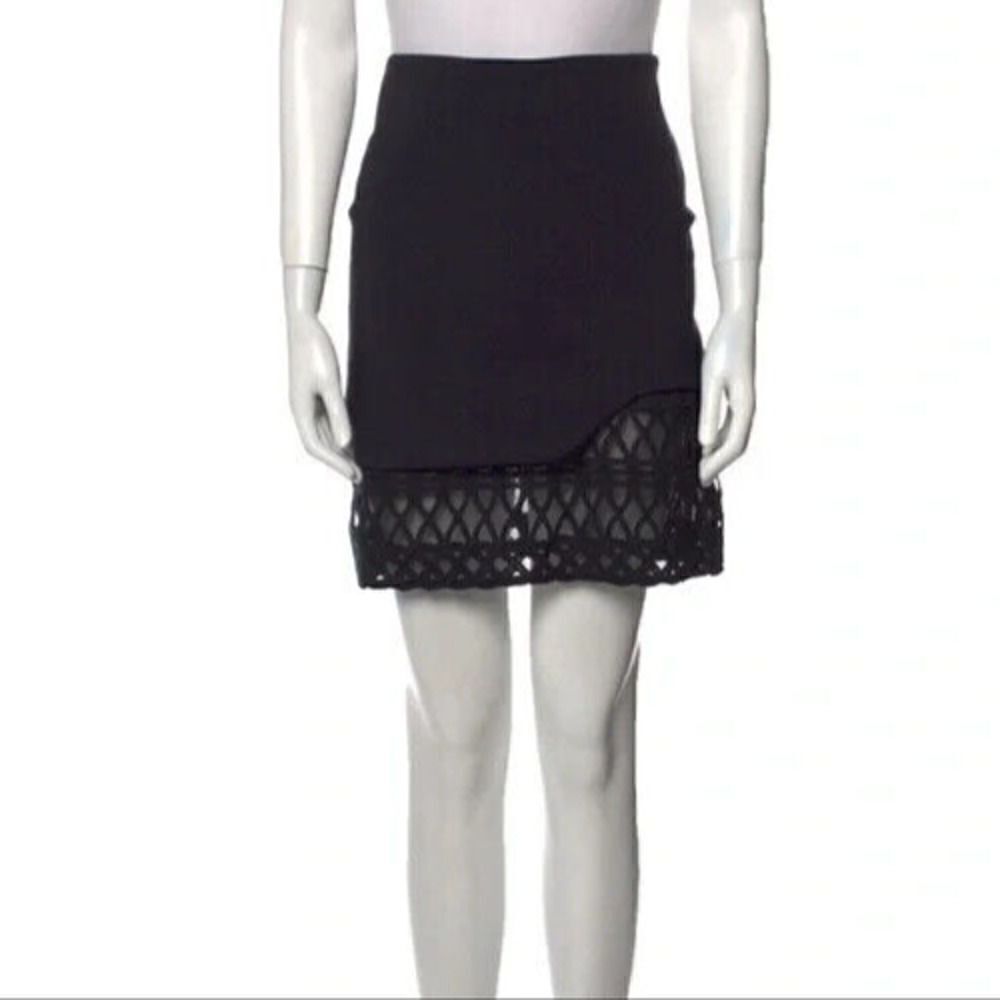 Jonathan Simkhai black lace eyelet trim detail short skirt size US 4